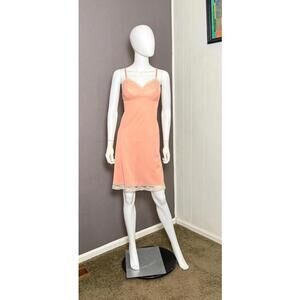 Vintage 1960's Coral x Cream Lace Slip Dress from Vanity Fair L/XL